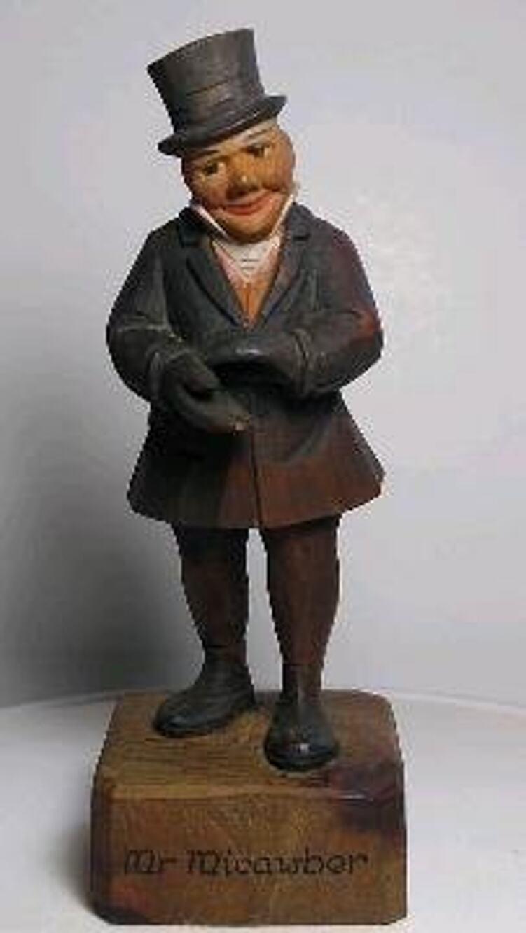 ANRI 5" Vintage "Mr Micawber" Figurine Wood Hand-Carved Dickens Character Italy